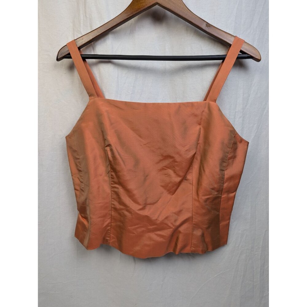 Marisa Baratelli Women's Burnt Orange Wide Strap Thai Silk Crop Bodice Top